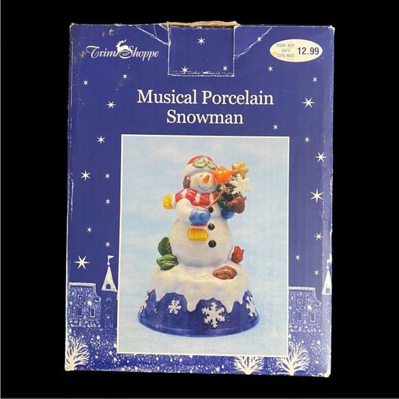 VINTAGE | Musical Porcelain Snowman Decoration - Picture 4 of 5